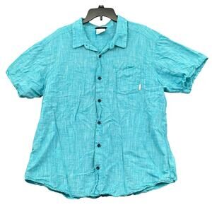 Columbia Shirt Mens XL Blue Button Up Regular Fit 100%‎ Cotton Travel Casual